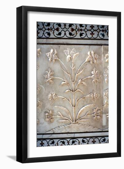 Marble Carving of Formalised Lily, Taj Mahal, Agra, India, 17th Century-null-Framed Photographic Print