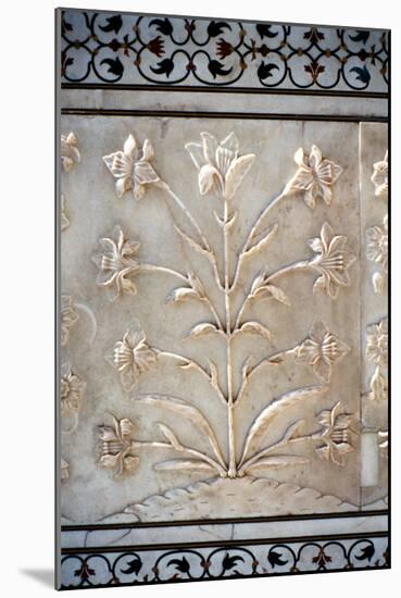 Marble Carving of Formalised Lily, Taj Mahal, Agra, India, 17th Century-null-Mounted Photographic Print