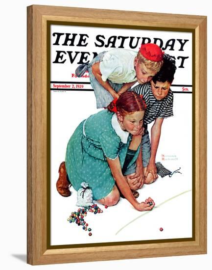 "Marble Champion" or "Marbles Champ" Saturday Evening Post Cover, September 2,1939-Norman Rockwell-Framed Premier Image Canvas