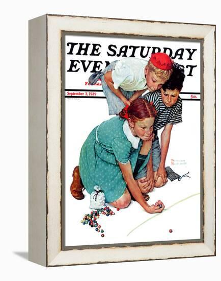 "Marble Champion" or "Marbles Champ" Saturday Evening Post Cover, September 2,1939-Norman Rockwell-Framed Premier Image Canvas