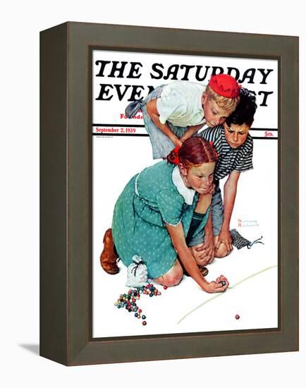 "Marble Champion" or "Marbles Champ" Saturday Evening Post Cover, September 2,1939-Norman Rockwell-Framed Premier Image Canvas