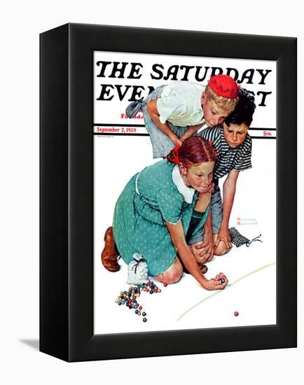 "Marble Champion" or "Marbles Champ" Saturday Evening Post Cover, September 2,1939-Norman Rockwell-Framed Premier Image Canvas