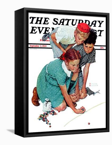 "Marble Champion" or "Marbles Champ" Saturday Evening Post Cover, September 2,1939-Norman Rockwell-Framed Premier Image Canvas