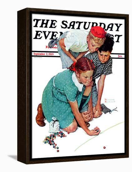 "Marble Champion" or "Marbles Champ" Saturday Evening Post Cover, September 2,1939-Norman Rockwell-Framed Premier Image Canvas