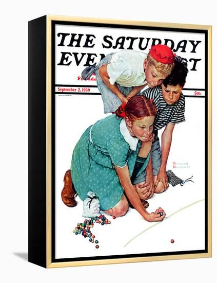 "Marble Champion" or "Marbles Champ" Saturday Evening Post Cover, September 2,1939-Norman Rockwell-Framed Premier Image Canvas