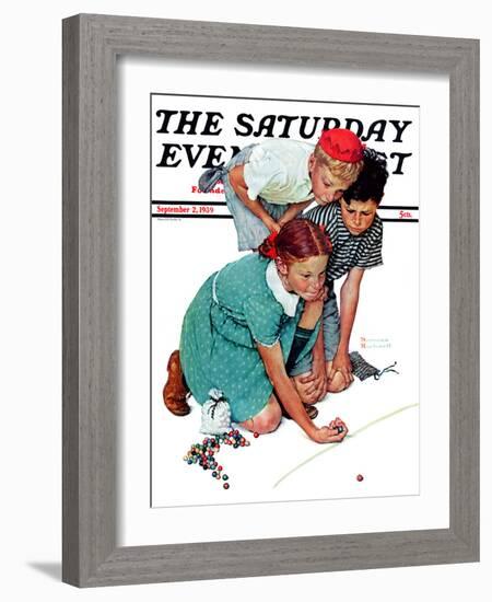 "Marble Champion" or "Marbles Champ" Saturday Evening Post Cover, September 2,1939-Norman Rockwell-Framed Premium Giclee Print