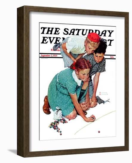 "Marble Champion" or "Marbles Champ" Saturday Evening Post Cover, September 2,1939-Norman Rockwell-Framed Premium Giclee Print