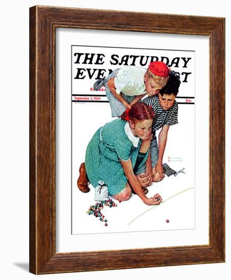 "Marble Champion" or "Marbles Champ" Saturday Evening Post Cover, September 2,1939-Norman Rockwell-Framed Premium Giclee Print