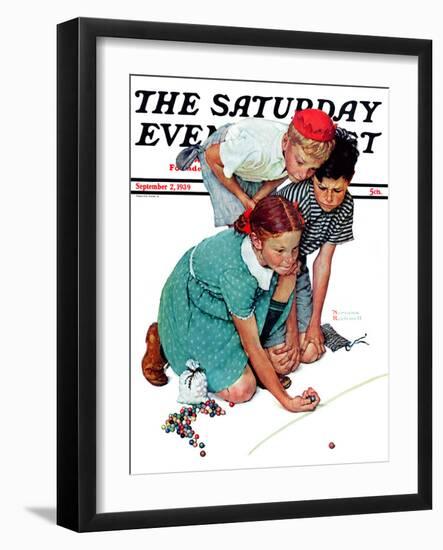 "Marble Champion" or "Marbles Champ" Saturday Evening Post Cover, September 2,1939-Norman Rockwell-Framed Premium Giclee Print