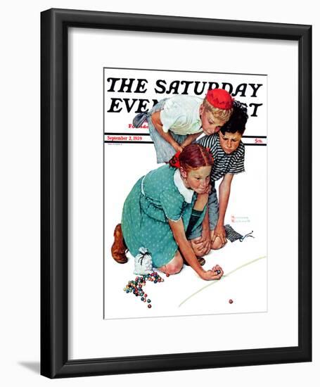 "Marble Champion" or "Marbles Champ" Saturday Evening Post Cover, September 2,1939-Norman Rockwell-Framed Giclee Print