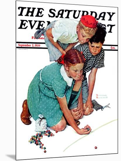 "Marble Champion" or "Marbles Champ" Saturday Evening Post Cover, September 2,1939-Norman Rockwell-Mounted Giclee Print