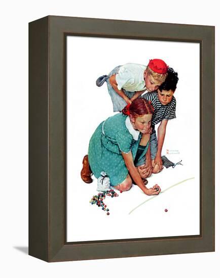 "Marble Champion" or "Marbles Champ", September 2,1939-Norman Rockwell-Framed Premier Image Canvas