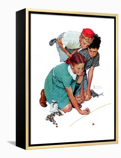 "Marble Champion" or "Marbles Champ", September 2,1939-Norman Rockwell-Framed Premier Image Canvas