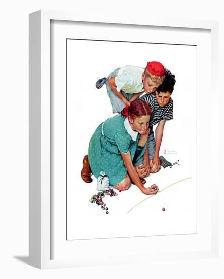 "Marble Champion" or "Marbles Champ", September 2,1939-Norman Rockwell-Framed Giclee Print