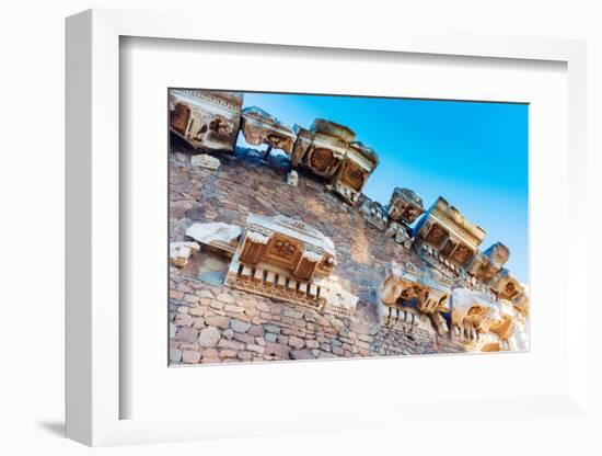 Marble decoration of the rear of Temple of Rome and Augustus, Ostia Antica archaeological site-Nico Tondini-Framed Photographic Print