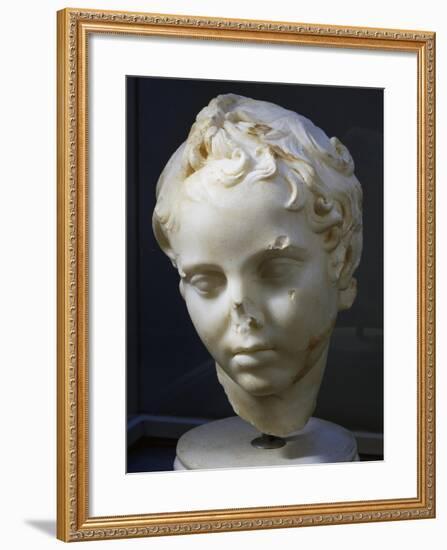 Marble Head of Eros, Copy of Original by Lysippos-null-Framed Giclee Print