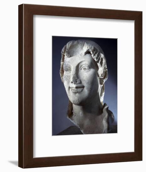 Marble head of the Goddess Kore (Persephone), Ancient Greek, Archaic period, 650-480 BC-Werner Forman-Framed Photographic Print