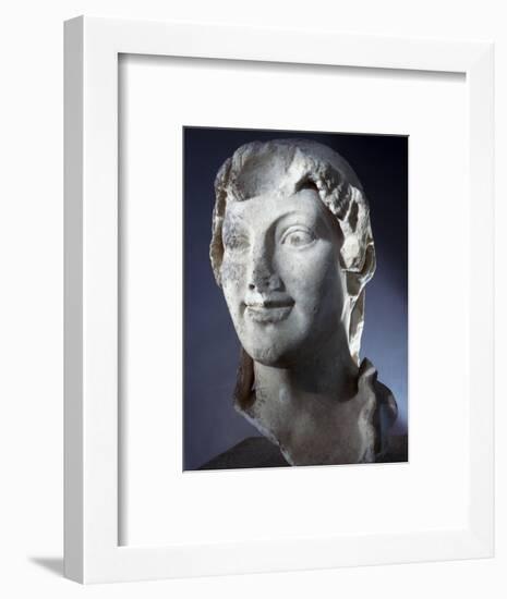 Marble head of the Goddess Kore (Persephone), Ancient Greek, Archaic period, 650-480 BC-Werner Forman-Framed Photographic Print