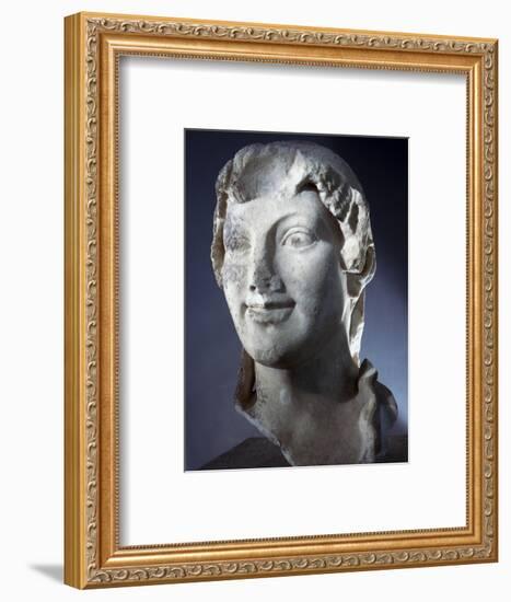 Marble head of the Goddess Kore (Persephone), Ancient Greek, Archaic period, 650-480 BC-Werner Forman-Framed Photographic Print