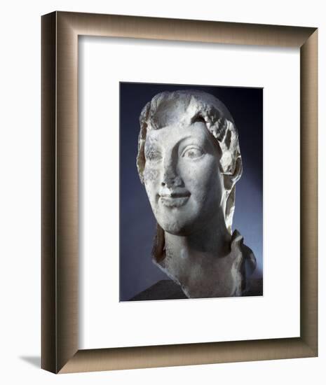Marble head of the Goddess Kore (Persephone), Ancient Greek, Archaic period, 650-480 BC-Werner Forman-Framed Photographic Print