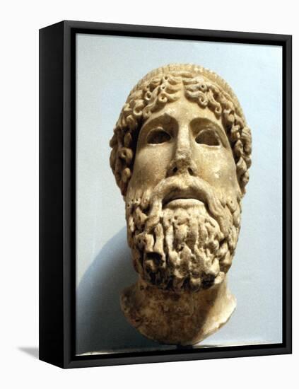 Marble Head, Probably of the Ancient Greek God Zeus, Possibly 1st Century Bc-null-Framed Premier Image Canvas