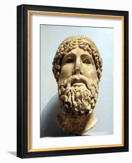 Marble Head, Probably of the Ancient Greek God Zeus, Possibly 1st Century Bc-null-Framed Photographic Print