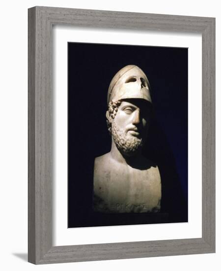 Marble Portrait Bust of Perikles, Athenian Statesman (C490-429 B), Roman, 2nd Century Bc-null-Framed Photographic Print