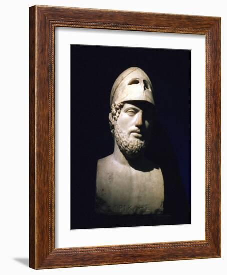 Marble Portrait Bust of Perikles, Athenian Statesman (C490-429 B), Roman, 2nd Century Bc-null-Framed Photographic Print