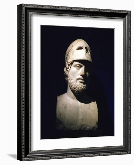 Marble Portrait Bust of Perikles, Athenian Statesman (C490-429 B), Roman, 2nd Century Bc-null-Framed Photographic Print