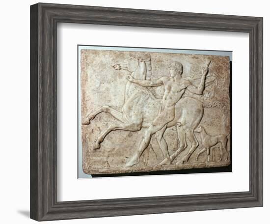 Marble Roman relief of a boy and a horse, Hadrian's villa, 1st century-Unknown-Framed Giclee Print