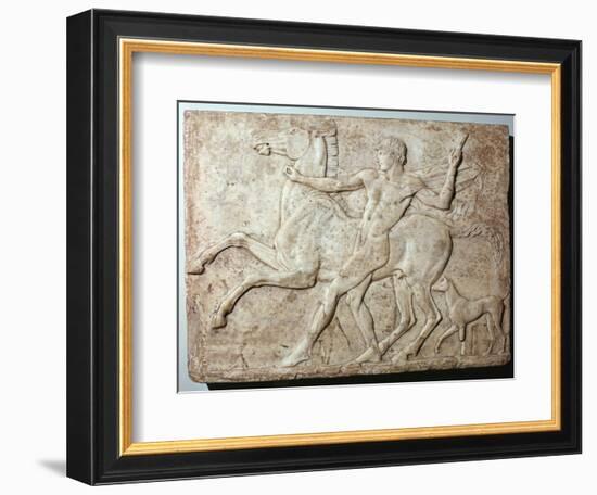 Marble Roman relief of a boy and a horse, Hadrian's villa, 1st century-Unknown-Framed Giclee Print