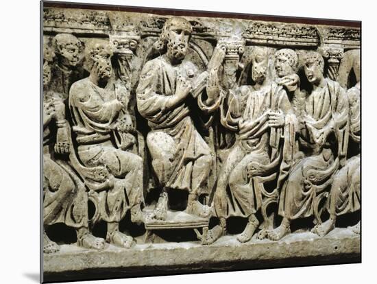 Marble Sarcophagus, Relief Depicting Jesus Christ Teaching Apostles, from Rignieux-Le-Franc-null-Mounted Giclee Print