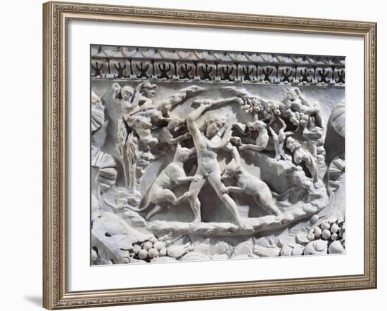 Marble Sarcophagus with Reliefs Representing Divinities and Garlands-null-Framed Giclee Print