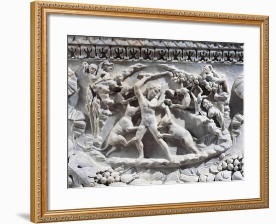 Marble Sarcophagus with Reliefs Representing Divinities and Garlands-null-Framed Giclee Print