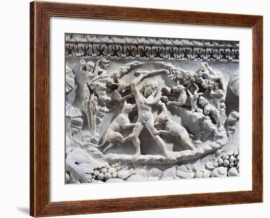 Marble Sarcophagus with Reliefs Representing Divinities and Garlands-null-Framed Giclee Print