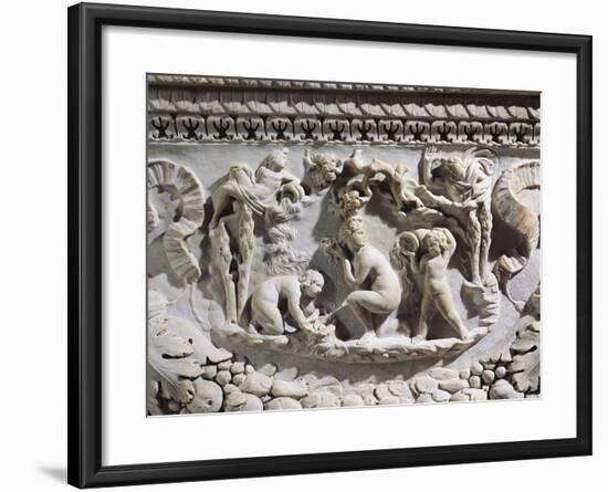 Marble Sarcophagus with Reliefs Representing Divinities and Garlands-null-Framed Giclee Print