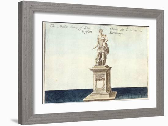 Marble Statue of King Charles II (1630-85) on the Royal Exchange, from 'A Book of the Prospects of-Robert Morden-Framed Giclee Print