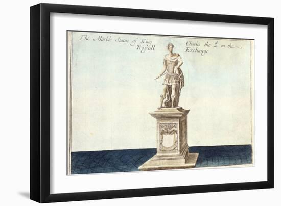 Marble Statue of King Charles II (1630-85) on the Royal Exchange, from 'A Book of the Prospects of-Robert Morden-Framed Giclee Print