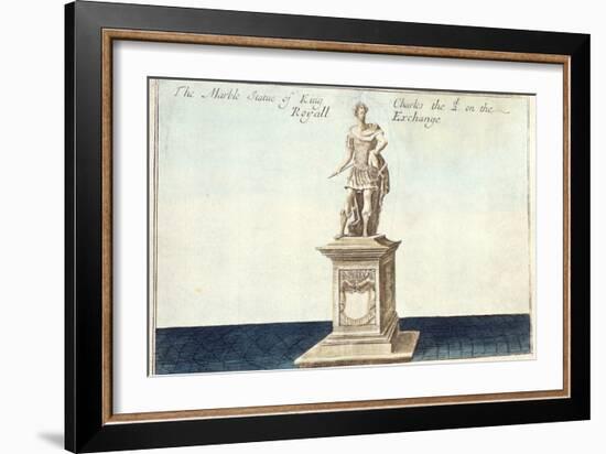 Marble Statue of King Charles II (1630-85) on the Royal Exchange, from 'A Book of the Prospects of-Robert Morden-Framed Giclee Print