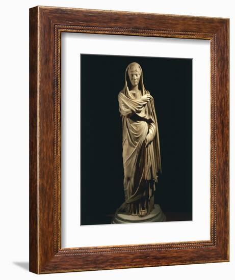 Marble Statue Portraying Roman Matron, from Colony of Cirta, Algeria-null-Framed Giclee Print