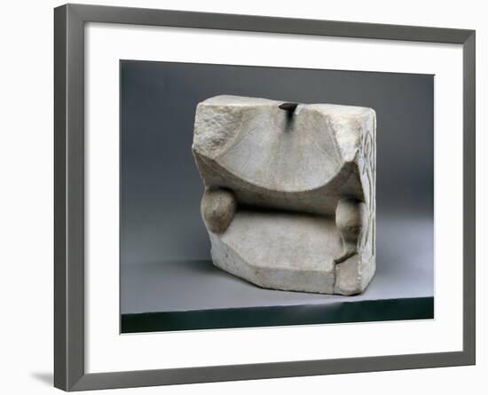 Marble Sundial Decorated with Feline Paws, and Vegetable Motif in Relief-null-Framed Giclee Print