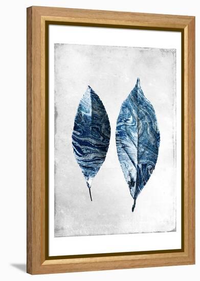 Marbled Blue Leaves 1-Kimberly Allen-Framed Stretched Canvas