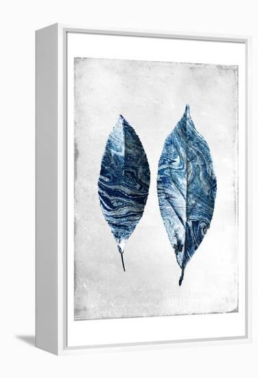 Marbled Blue Leaves 1-Kimberly Allen-Framed Stretched Canvas