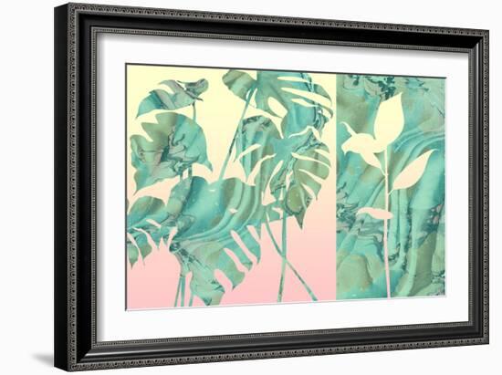 Marbled Tropical Silhouettes-null-Framed Premium Giclee Print