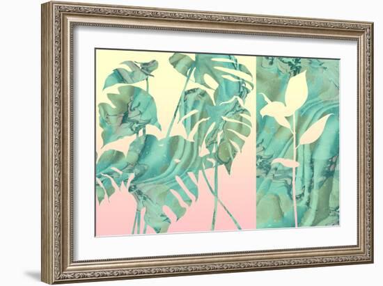 Marbled Tropical Silhouettes-null-Framed Art Print