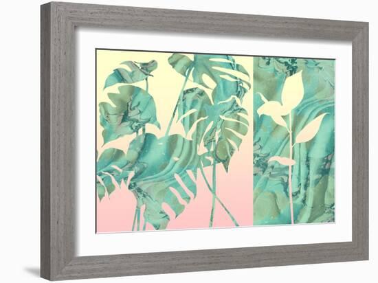 Marbled Tropical Silhouettes-null-Framed Art Print