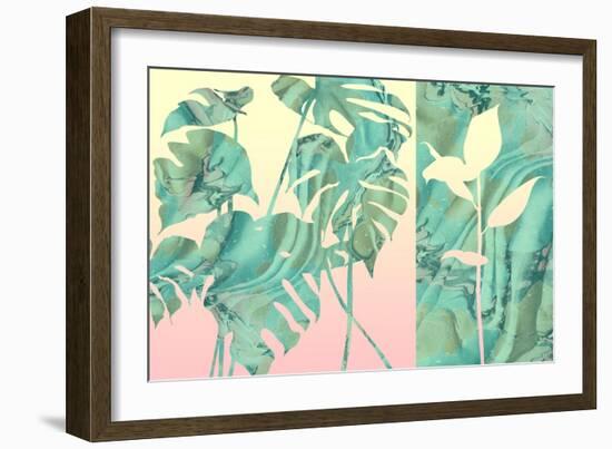 Marbled Tropical Silhouettes-null-Framed Art Print