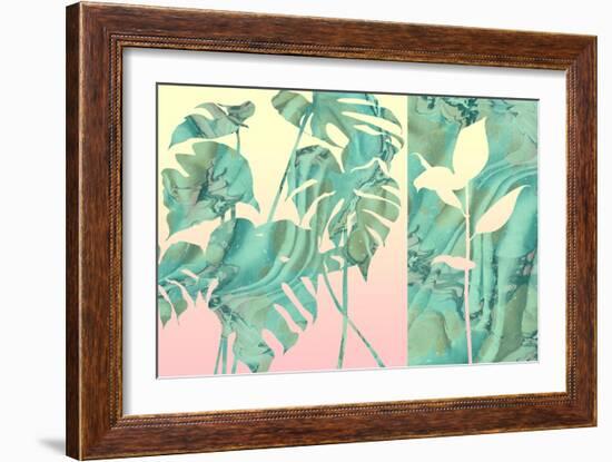 Marbled Tropical Silhouettes-null-Framed Art Print