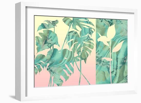 Marbled Tropical Silhouettes-null-Framed Art Print