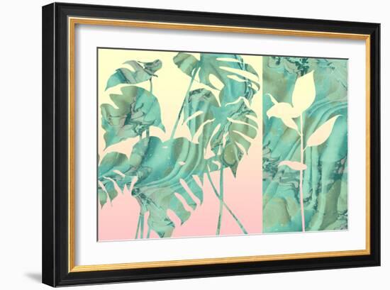 Marbled Tropical Silhouettes-null-Framed Art Print